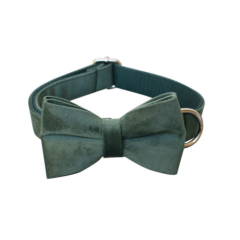 Green Velvet Dog Collar Leash